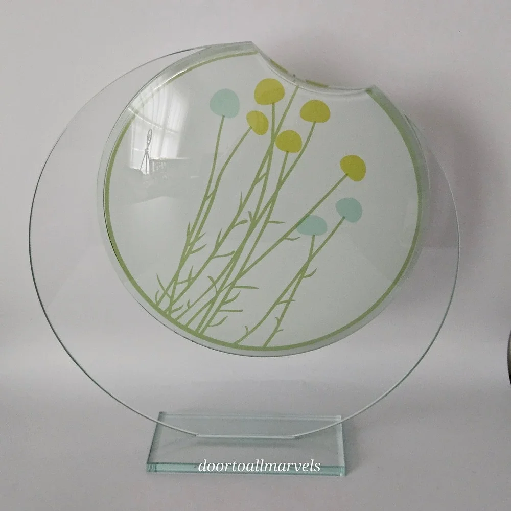 VTG Suspended Art Glass Vase Botanical Allium Floral 10.75